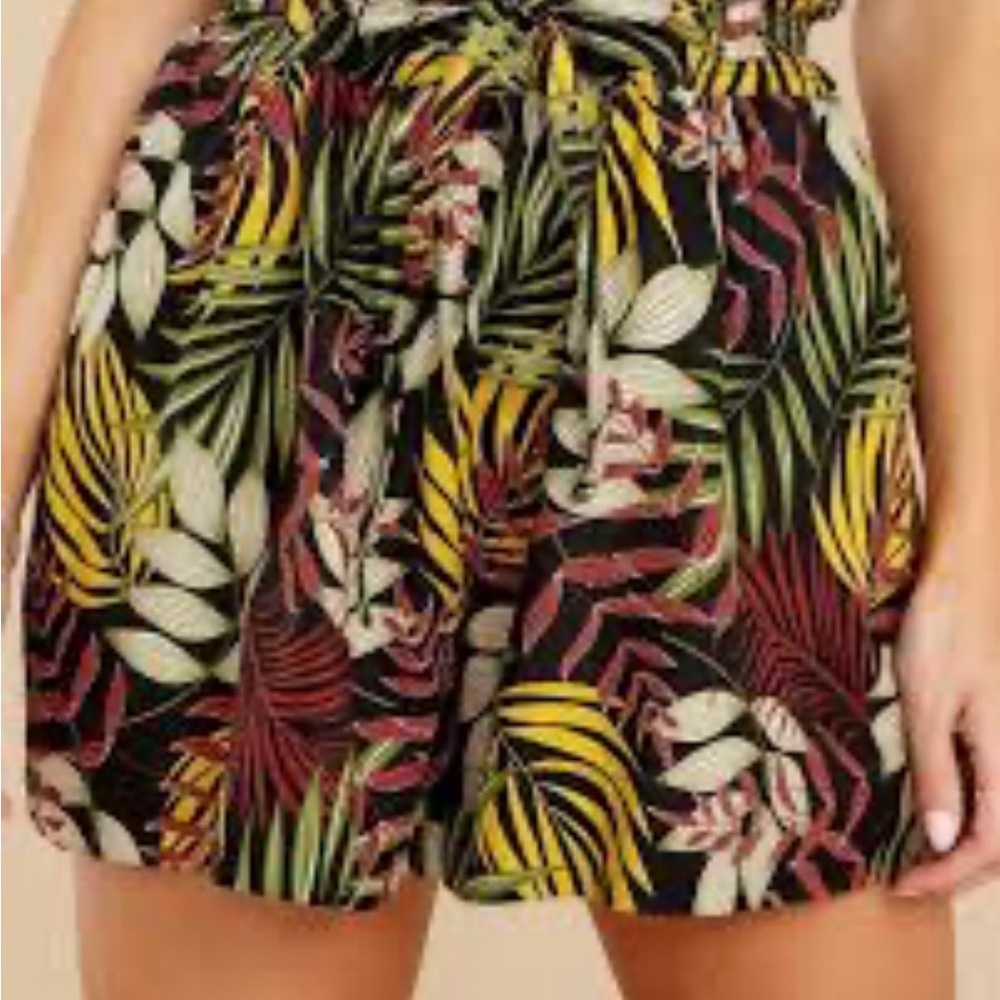 Olivaceous Tropical Getaway Shorts Women's S Multicolor Linen Beach Vacation